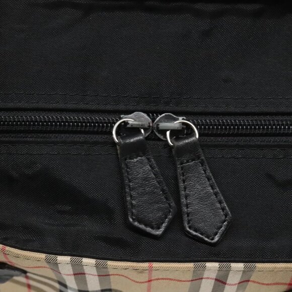 Burberrys Nova Check Blue Label Tote Bag Nylon Beige Silver Auth - Picture 7 of 16